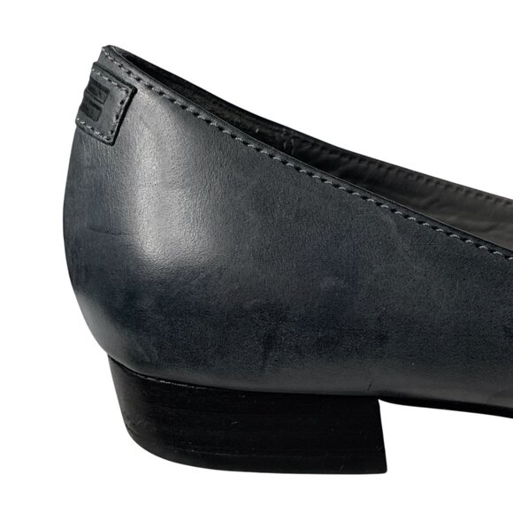 Marc O'Polo Stockholm Smoky Blue Leather Pointed Toe Flats - Picture 9 of 12